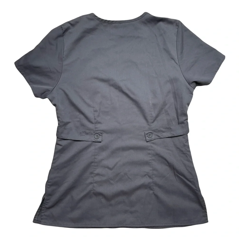 Gray’s Anatomy Barco gray short sleeve scrub top. pockets & button waist small - Picture 3 of 7